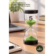 Yenilig 3 Adet 5 Dakikalık Dekoratif Kum Saati – Cam ve Plastik Tasarım, Masaüstü Dekor, Renkli Model, Hediye, Sand Timer, Hourglass