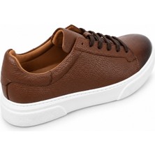 Kayhan Ayakkabı Kahverengi Hakiki Deri Bağcıklı Erkek Sneaker Ayakkabı