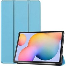 Defne Store Galaxy Tab S7 Fe Lte T737-T736-T733-T730 Uyumlu Mavi-Beyaz Smart Cover Standlı 1-1 Kılıf 1