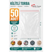Defne Store Kilitli Torba 23X31 cm 50'li Kilitli Buzdolabı Poşeti Şeffaf Naylon Torba Kilitli Saklama Poşeti