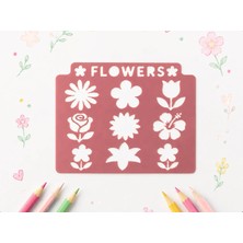Ada Goods Montessori Çiçekler Çocuk Çizim Şablonu - Ince Motor Geliştirici Eğitici Stencil Cetvel ve Boyama Aparatı