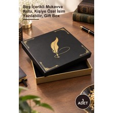 Yenilig 3 Adet Özel Tasarım Siyah Kapaklı Tüylü Kalem Motifli Hediye Kutusu – Boş Içerikli Mukavva Kutu, Kişiye Özel Isim Yazılabilir, Gift Box