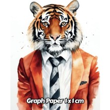 Defne Store Watercolor Tiger Graph Paper 1x1 Cm: 1 cm Squared Grid Paper | Gift For People Who Love Cats; Wildlife Animal Lovers | For Back To School, Office, Work | 8.5 x 11 Inches | 111 Pages | V9