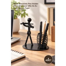 Yenilig 4 Adet Dekoratif Metal Adam Müzisyen Kalemlik – Metal Masaüstü Pen Holder Desk Organizer Ofis ve Ev Dekorasyon Figür