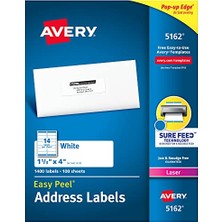 Defne Store Adres Etiketleri 1-1/3 Inç x 4 Inç, 1400 Etiket, Kalıcı Yapıştırıcı (5162)