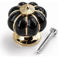 Defne Store Kulp Mobilya Çekmece Dolap Kulpu Kulbu Kulpları Siyah Gold Pumpkin Royal Yaldız Renk Porselen Düğme