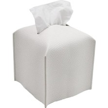 Defne Store Doku Kutusu, 13X13X13 cm Kare Pu Deri, Katlanabilir Peçetelik Kılıfı
