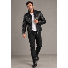 Woog Deri 521 Model Erkek Siyah Hakiki Deri Ceket