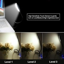 Prime 3 Mod Seviyeli Dokunmatik USB LED Masa Lambası, 14 LED Beyaz Işık, Ayarlanabilir Parlaklık, Kitap Okuma Lambası, Çalışma Masası Ofis Lambası, Pc