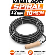 Ellante 13 mm × 10 Metre Kanal Açıcı Spiral – Ahşap Saplı Manuel Gider Açma Teli, Lavabo ve Boru Temizleme Susta