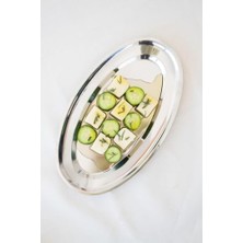 Defne Store Çelik 33 cm Salata Servis/sunum Tepsi Metal Tabak