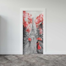 Defne Store Paris Yağlıboya Desenli Kapı Giydirme Sticker Folyosu