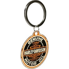 Defne Store Harley Genuine Motor Oil Temalı Retro Metal Anahtarlık, 4 Cm, Vintage Tasarım