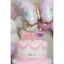 Defne Store Kelebek Temalı Happy Birthday Mum Seti, 2'li