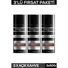 Defne Store Saç Dolgunlaştırıcı Keratin Fiberi, Açık Kahve Topik Saç Tozu, 50 G X3, Renkli
