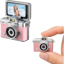 Store Mini Flip Dijital Kamera, 1.47 Inç Ekran, 48M Fotoğraf Çözünürlüğü, 1080P/720P Video, 128GB Tf Kart Desteği, Type-C Şarj, Flaşlı, Fotoğraf ve Video Kayıt Özellikli | LK-027 Pembe