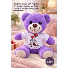 Yenilig 3 Adet Peluş Ayıcık – Tişörtlü Mutlu Çift Figürlü Oyuncak, Hediye ve Oda Dekoru, Plush Teddy Bear
