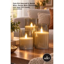 Yenilig 3 Adet CT-8433 LED Mum Seti – Üçlü Pilli Dekoratif Iç Mekân Mum, Gerçek Mum Görünümü, Gün Işığı LED Candle