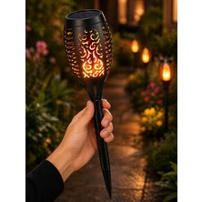 Store LED Alev Efektli Solar Lamba Dekoratif Bahçe Aydınlatma Meşale Güneş Enerjili Dış Mekan Teras Çim Yol Aydınlatması Sarı Işık Bahçe Dekor Lambası