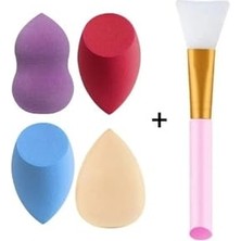 Defne Store 4 Adet Makyaj Süngeri & 1 Adet Maske Spatulası (Yıkanabilir)