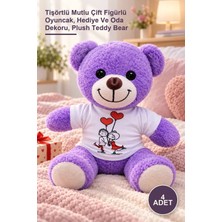 Yenilig 4 Adet Peluş Ayıcık – Tişörtlü Mutlu Çift Figürlü Oyuncak, Hediye ve Oda Dekoru, Plush Teddy Bear