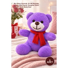 Yenilig 5 Adet Peluş Ayı – Mor Peluş Oyuncak, 25 cm Boyunda Kırmızı Atkılı Ayıcık, Sevgililer Günü Hediye, Plush Teddy Bear