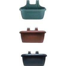 Defne Store 3 Adet Renkli Nergiz Kolay Askı Balkon Saksısı, 40 Cm, 6,5 L, Antresit, Kahverengi, Yeşil