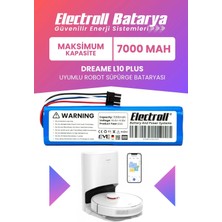 Electroll Dreame L10 Plus Uyumlu Batarya (Maksimum Kapasite) 7000MAH Pil Robot Süpürge Bataryası Değişimi
