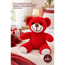 Yenilig 4 Adet Peluş Oyuncak Ayı – Kırmızı Yumuşak Peluş, 25 cm Boyunda Romantik Tasarım, Hediye ve Oda Dekoru, Teddy Bear Plush Toy