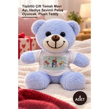 Yenilig 4 Adet Peluş Ayıcık – Tişörtlü Çift Temalı Mavi Ayı, Hediye Sevimli Peluş Oyuncak, Plush Teddy