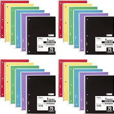 Defne Store Spiral Defter, 24 Paket, 1-Konu, Geniş Çizgili Kağıt, 7-1/2" x 10-1/2", Dizüstü Bilgisayar Başına 70 Sayfa, Renk Değişebilir (05510)
