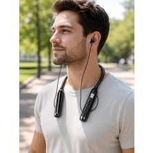 Store Dijital Göstergeli Boyun Tipi Bluetooth Kulaklık Mikrofonlu Çağrı ve Müzik Kontrollü Çift Cihaz Bağlantılı Kulaklık