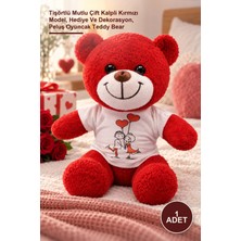 Yenilig 1 Adet Peluş Ayıcık – Tişörtlü Mutlu Çift Kalpli Kırmızı Model, Hediye ve Dekorasyon, Peluş Oyuncak Teddy Bear