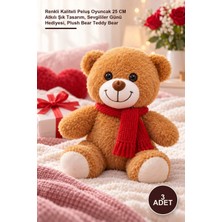 Yenilig 3 Adet Peluş Ayıcık – Renkli Kaliteli Peluş Oyuncak 25 cm Atkılı Şık Tasarım, Sevgililer Günü Hediyesi, Plush Bear Teddy Bear