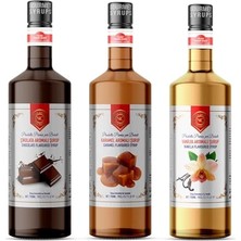 Defne Store Çikolata; Karamel, Vanilya Aromalı Şurup 3'lü Set (3X700 Ml)
