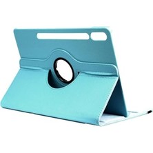 Defne Store Galaxy Tab S10 Plus ile Uyumlu Dönebilen Standlı Tablet Kılıfı Mavi