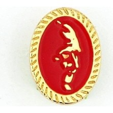 Defne Store Kırmızı Atatürk Silüeti Sarı Metal Pin Rozet RZ163