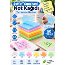 Artlantis Yapışkanlı Şeffaf Not Kağıdı 250 Yaprak 5 Renk Kare Transparan Postit 75X75 mm Yarı Saydam Işaretleyici Aydınger