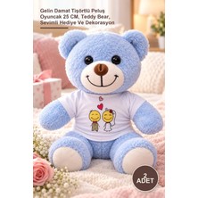 Yenilig 2 Adet Peluş Ayıcık – Gelin Damat Tişörtlü Peluş Oyuncak 25 Cm, Teddy Bear, Sevimli Hediye ve Dekorasyon