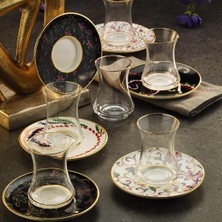 Bg 1453 Desen Yağmuru Gold 12 Parça Altı Kişilik Çay Seti 110 ml
