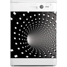Defne Store Bulaşık Makinesi Beyaz Eşya Sticker Kaplama 3D Tünel Kareler