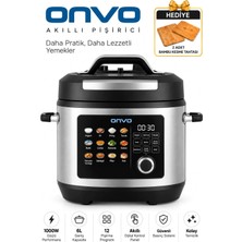 Onvo 6 Litre Elektrikli Düdüklü Tencere Buharda Pişirme ve 12 Farklı Yemek Programı ile Pratik Pişirme