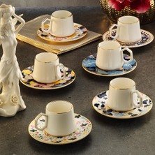 Bg 1453 Potpuri Double Geometrik Gold 12 Parça Altı Kişilik Kahve Fincan Takımı 120 ml
