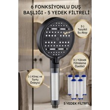 Bg Nova Filtreli Duş Başlığı, Siyah, 6 Fonksiyonlu, Yüksek Basınçlı, Klor ve Kireç Önleyici, 5 Yedek Filtre Dahil