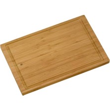 Defne Store 38 x 25 x 1,9 cm Bambu Kesme Tahtası, Meyve Suyu Oluklu