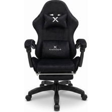 Bg Xandor XG400 Kumaş Döşemeli Gaming Koltuk Ayak Dayamalı Oyuncu Koltuğu 135° Yatabilen Boyun Bel Yastıklı Bilgisayar Sandalyesi - Siyah