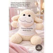 Yenilig 10 Adet Peluş Kuzu – Tişörtlü Hoşgeldin Minik Kuzum Baskılı Peluş Oyuncak, Doğum ve Bebek Hediyesi, Plush Toy