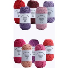Bg Pembe Tonları 25 Gram Mini Cotton SERISI%100 Pamuk Örgü Ipi 10 Renk Punch ve Amigurumi Ipi