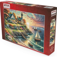 Bg 1000 Parça Yetişkin Puzzle Gün Batımında Sakin Liman Deniz Feneri 41197
