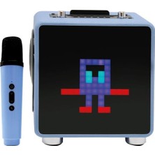 Bg 15W 11X11 Piksel LED Ekranlı Karaoke Bluetooth Hoparlör Mavi BTS-270